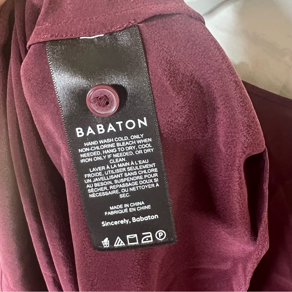 Babaton Silk Blend L/S Shoulder Pad Blouse XL - Picture 6 of 7
